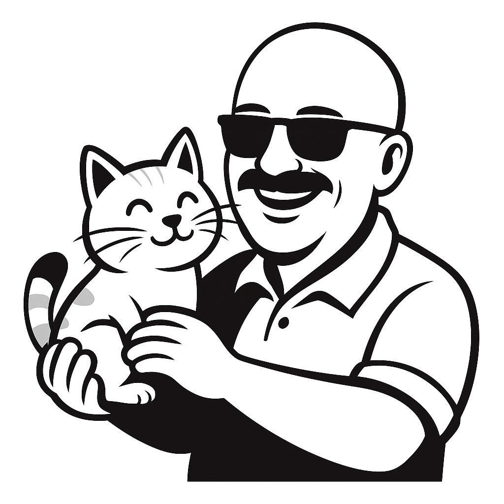 Kelo Dayı kediyi severken – Pet taşımacılık görseli